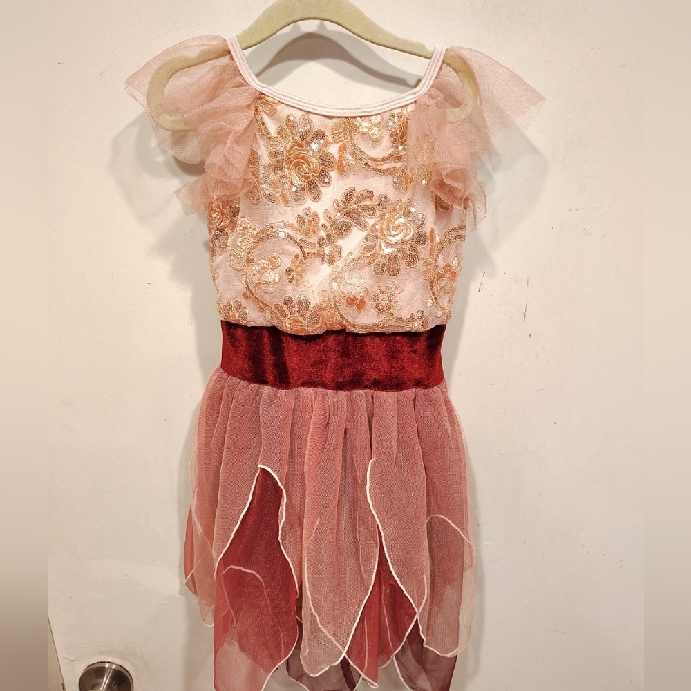 Curtain Call Costumes Girl's Rise Pink Lyrical Fairy Dance Dress Sz M Ballet